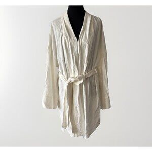 Commense Pure Linen Cotton Robe Ivory Women’s Medium Lounge Coastal Resort NWT